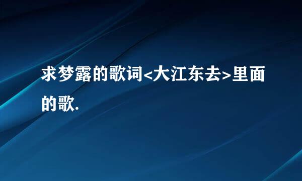 求梦露的歌词<大江东去>里面的歌.