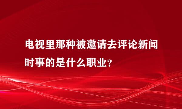 电视里那种被邀请去评论新闻时事的是什么职业？