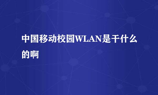 中国移动校园WLAN是干什么的啊