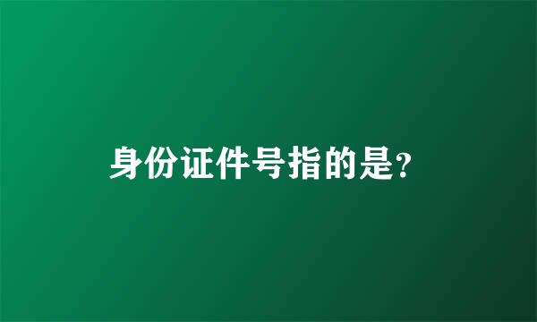 身份证件号指的是？