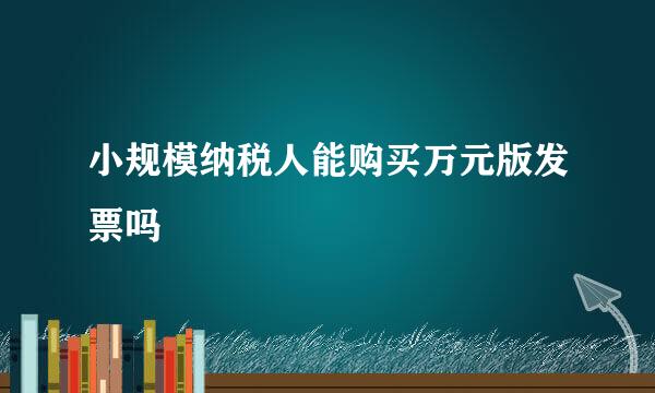 小规模纳税人能购买万元版发票吗