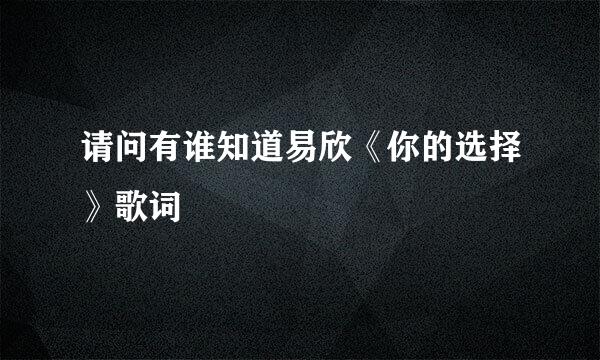 请问有谁知道易欣《你的选择》歌词