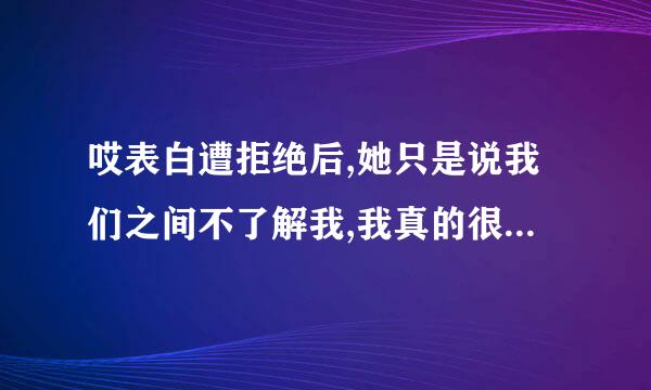 哎表白遭拒绝后,她只是说我们之间不了解我,我真的很喜欢她，过后我主动和她说做朋友，她答应了，我现在很迷茫，上班也没精神，满脑子都是她，谁能告诉我是继续还是放弃，给朋友说，朋友说叫我去听路绮欧的 习惯,听了很多遍感觉这首歌唱的跟我现在的心情一样。谁能帮我一下 告诉我接下来我该怎么办