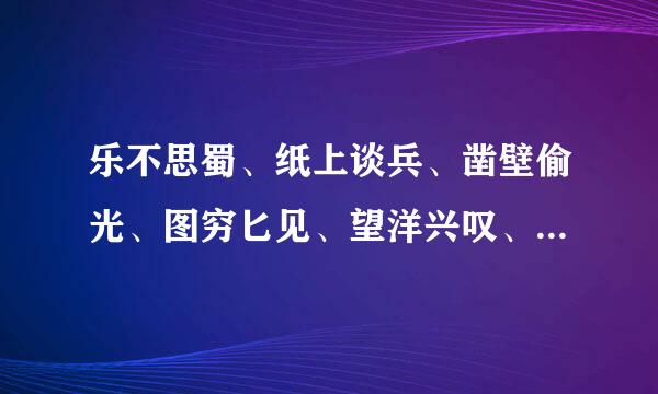 乐不思蜀、纸上谈兵、凿壁偷光、图穷匕见、望洋兴叹、精忠报国分别指谁？