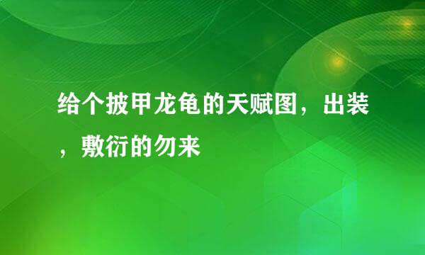 给个披甲龙龟的天赋图，出装，敷衍的勿来