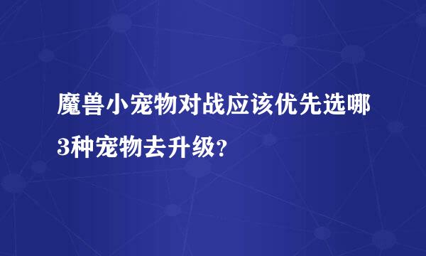 魔兽小宠物对战应该优先选哪3种宠物去升级？