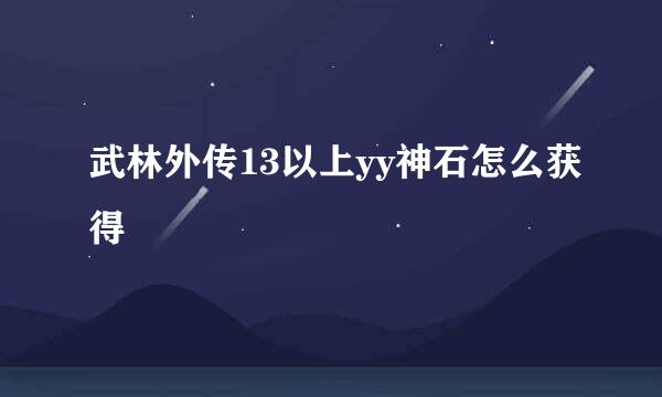 武林外传13以上yy神石怎么获得