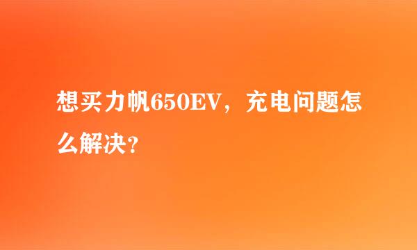 想买力帆650EV，充电问题怎么解决？