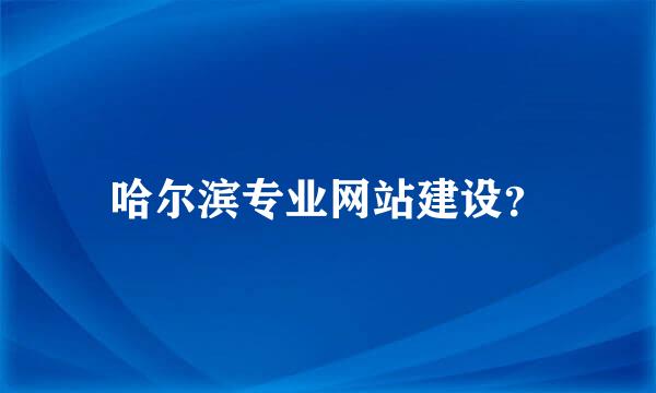 哈尔滨专业网站建设？