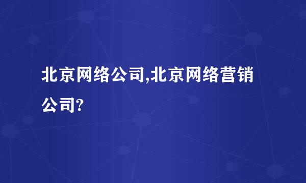 北京网络公司,北京网络营销公司?