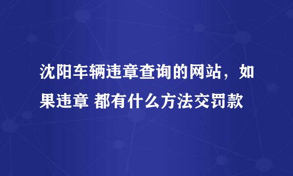 沈阳车辆违章查询的网站，如果违章 都有什么方法交罚款