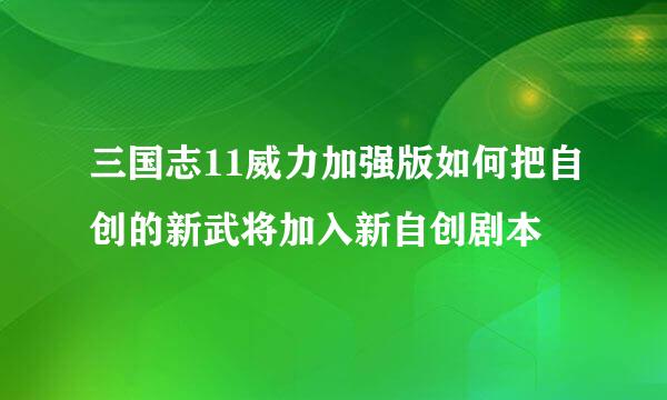 三国志11威力加强版如何把自创的新武将加入新自创剧本