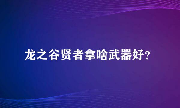 龙之谷贤者拿啥武器好？