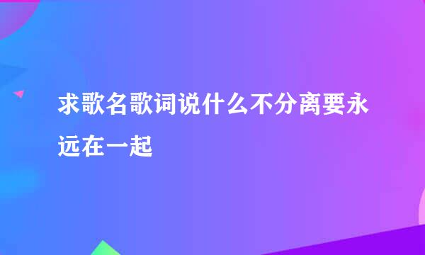 求歌名歌词说什么不分离要永远在一起