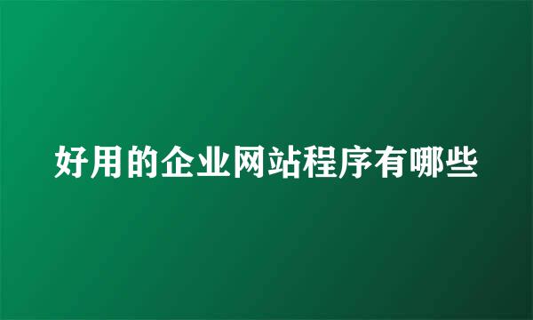 好用的企业网站程序有哪些