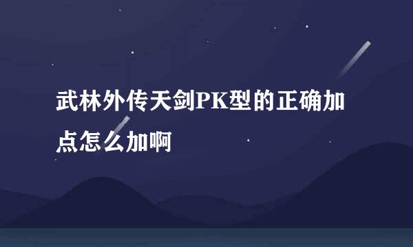 武林外传天剑PK型的正确加点怎么加啊