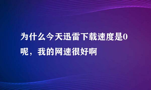 为什么今天迅雷下载速度是0呢，我的网速很好啊