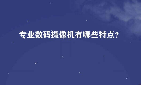 专业数码摄像机有哪些特点？