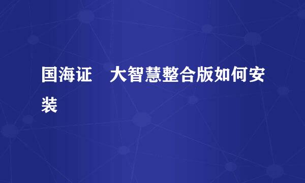 国海证劵大智慧整合版如何安装