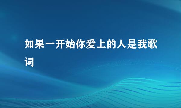 如果一开始你爱上的人是我歌词