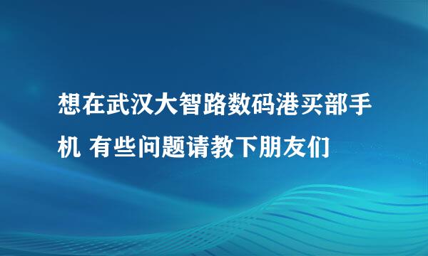 想在武汉大智路数码港买部手机 有些问题请教下朋友们