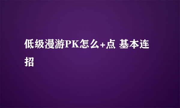 低级漫游PK怎么+点 基本连招