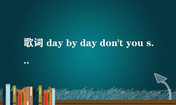 歌词 day by day don't you see 歌名是什么？