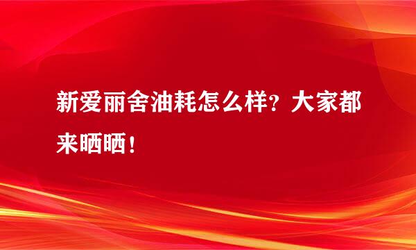 新爱丽舍油耗怎么样？大家都来晒晒！