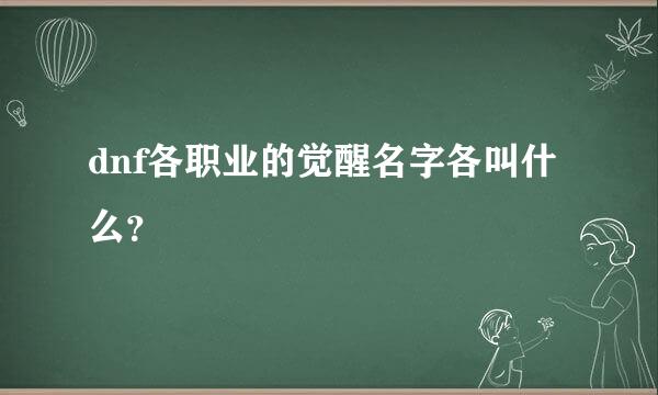 dnf各职业的觉醒名字各叫什么？