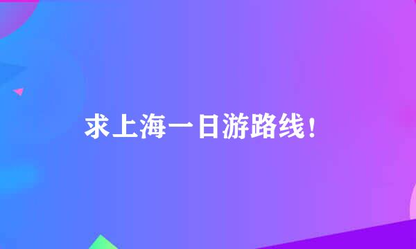 求上海一日游路线！