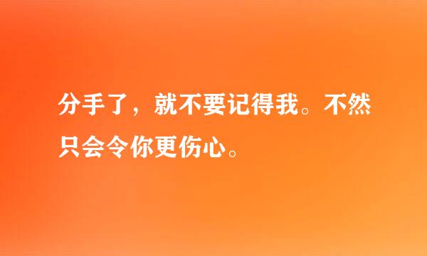 分手了，就不要记得我。不然只会令你更伤心。