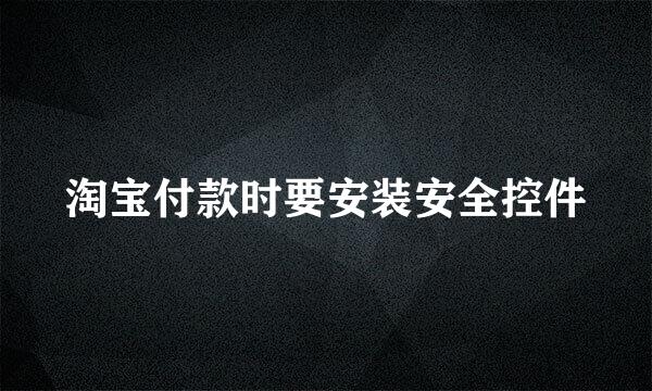 淘宝付款时要安装安全控件