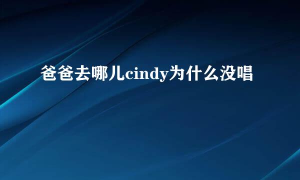 爸爸去哪儿cindy为什么没唱