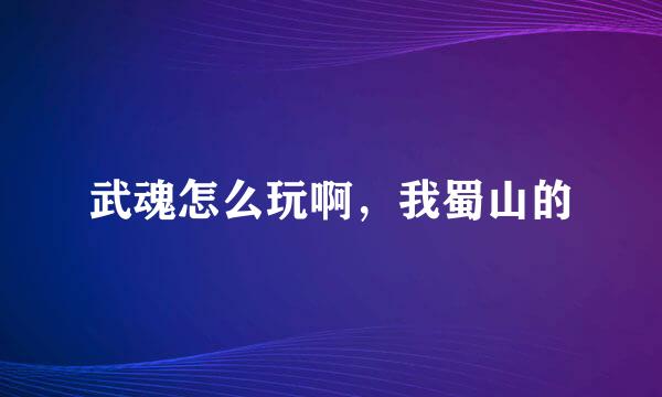 武魂怎么玩啊，我蜀山的