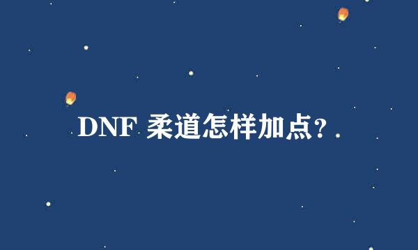 DNF 柔道怎样加点？