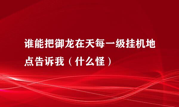 谁能把御龙在天每一级挂机地点告诉我（什么怪）