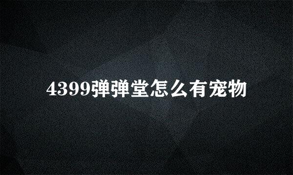 4399弹弹堂怎么有宠物