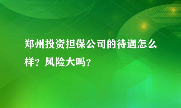 郑州投资担保公司的待遇怎么样？风险大吗？