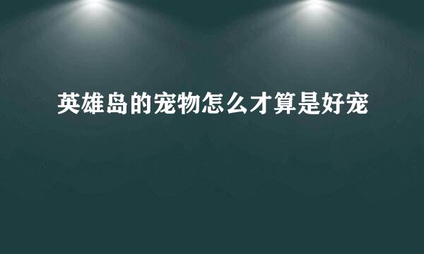 英雄岛的宠物怎么才算是好宠