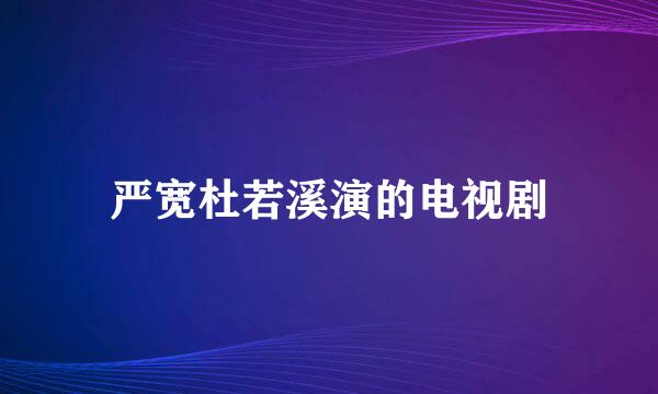 严宽杜若溪演的电视剧