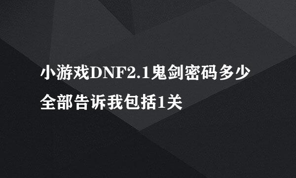 小游戏DNF2.1鬼剑密码多少全部告诉我包括1关