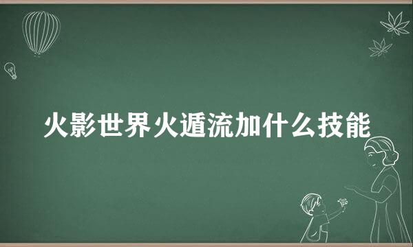 火影世界火遁流加什么技能