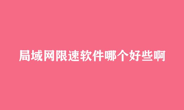 局域网限速软件哪个好些啊