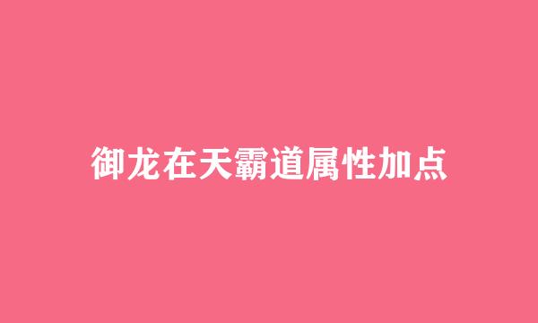 御龙在天霸道属性加点