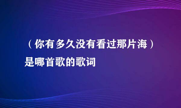 （你有多久没有看过那片海）是哪首歌的歌词