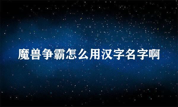 魔兽争霸怎么用汉字名字啊