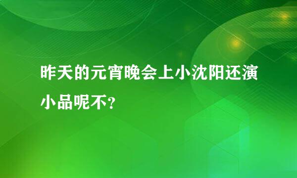 昨天的元宵晚会上小沈阳还演小品呢不？