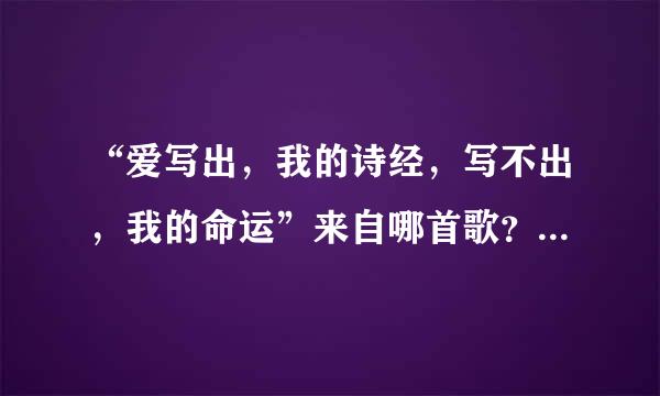 “爱写出，我的诗经，写不出，我的命运”来自哪首歌？歌词是？