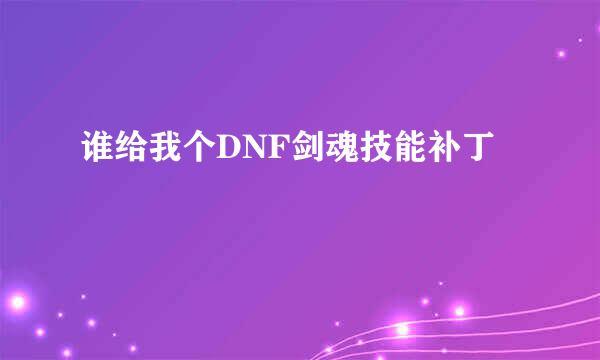 谁给我个DNF剑魂技能补丁