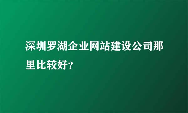 深圳罗湖企业网站建设公司那里比较好？